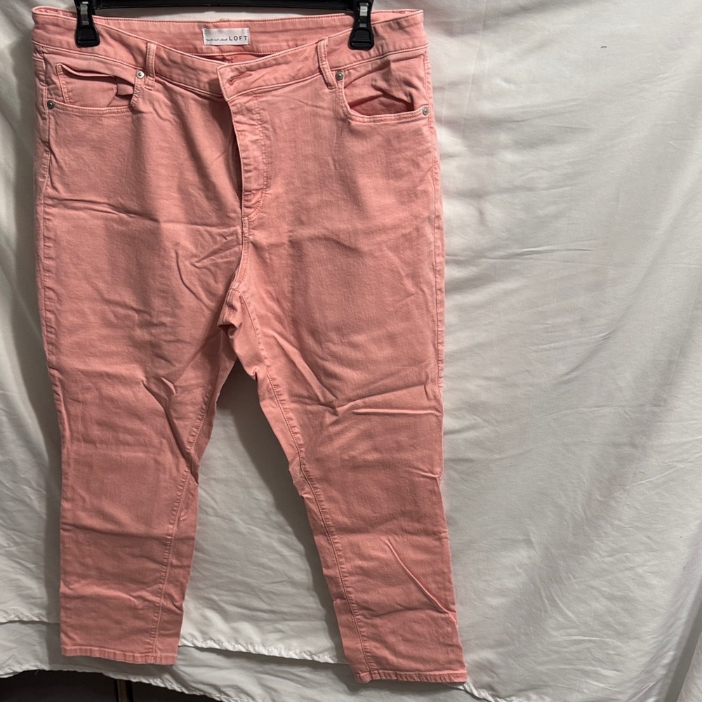 LOFT Curvy Skinny Crop Pink Ankle Jeans